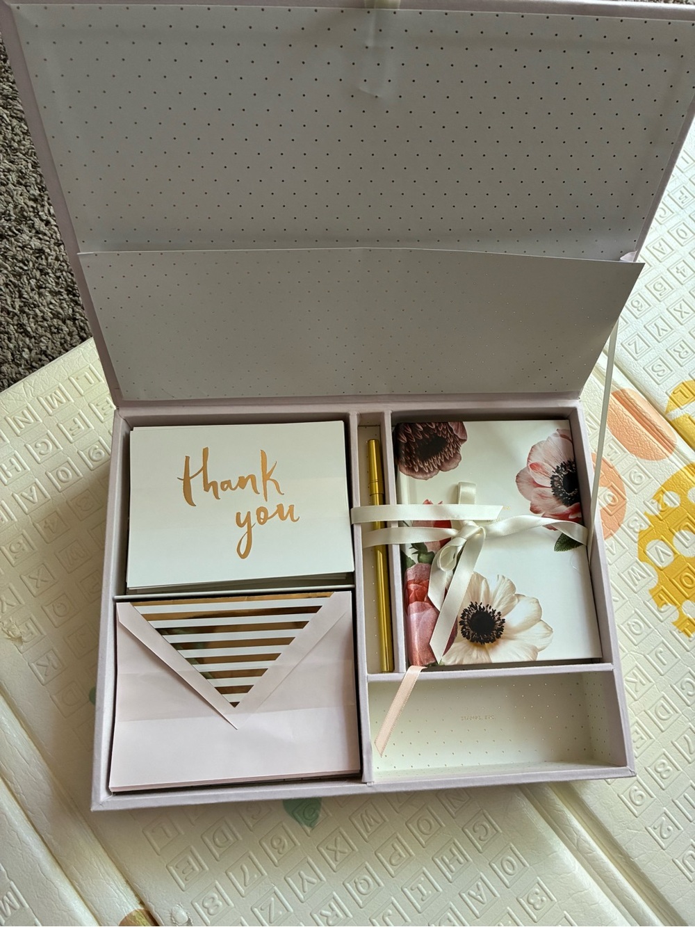 kate spade Floral Thank You Card Box in Green and Pink